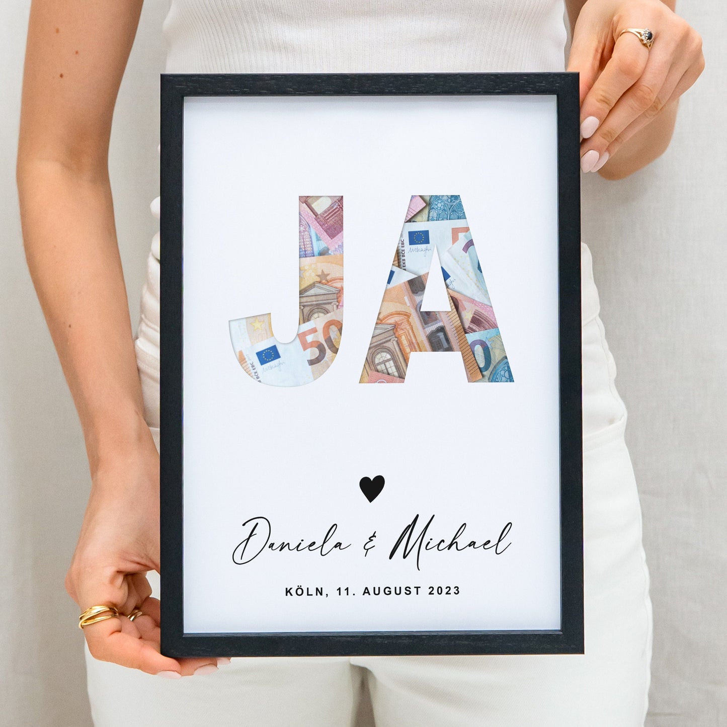 Geldgeschenk Hochzeit Hochzeitsgeschenk Personalisierbares Poster JA Geld Geschenk