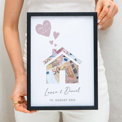 Hochzeitsgeschenk Geldgeschenk Zur Hochzeit Personalisierbares Poster Haus Geld Geschenk