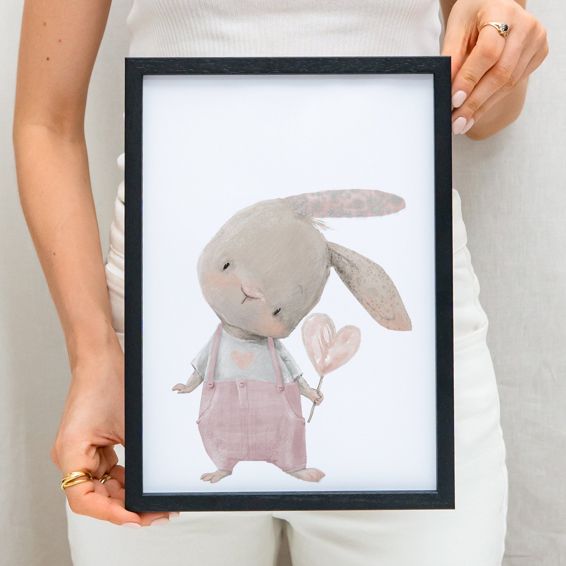 Poster Kinderzimmer Babyzimmer Bild Mit Hase Mit Herz Mädchen
