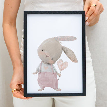 Poster Kinderzimmer Babyzimmer Bild Mit Hase Mit Herz Mädchen