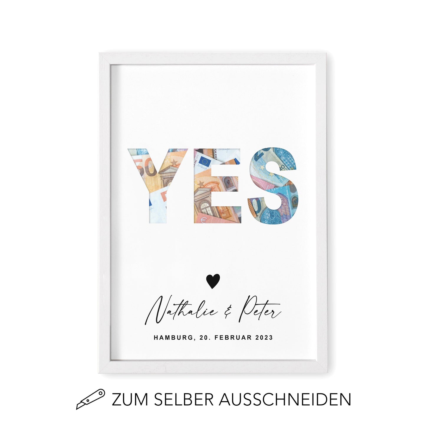 Geldgeschenk Hochzeit Hochzeitsgeschenk Geld Personalisiertes Poster YES Geld Geschenk Zur Hochzeit