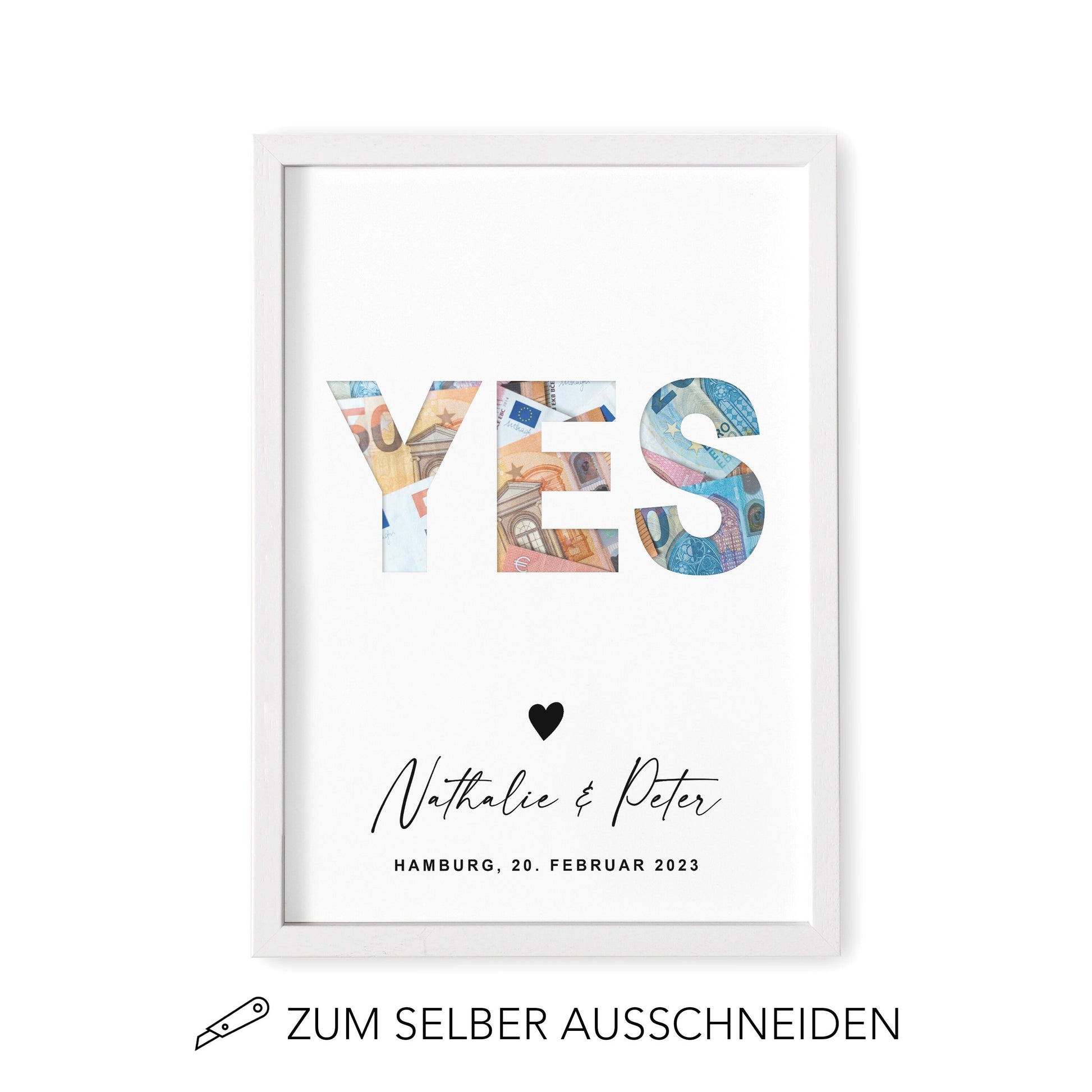 Geldgeschenk Hochzeit Hochzeitsgeschenk Geld Personalisiertes Poster YES Geld Geschenk Zur Hochzeit