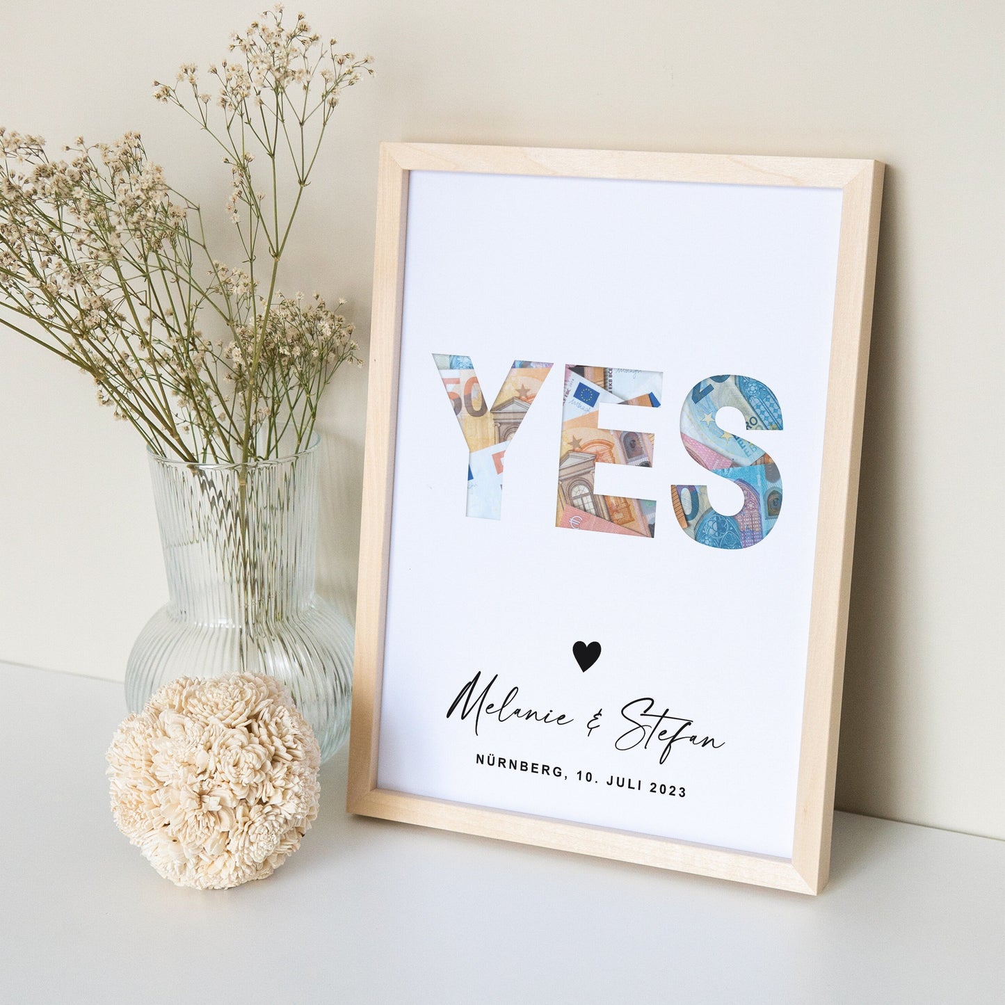 Geldgeschenk Hochzeit Hochzeitsgeschenk Geld Personalisiertes Poster YES Geld Geschenk Zur Hochzeit
