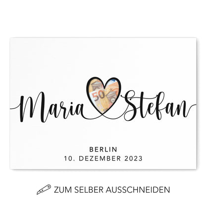 Geldgeschenk Hochzeit Hochzeitsgeschenk Geld Personalisiertes Poster Geschenk
