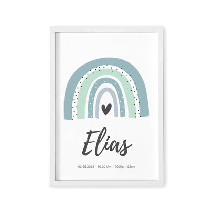 Geburtsposter Junge Babyposter Personalisiert Mit Regenbogen Poster Zur Geburt