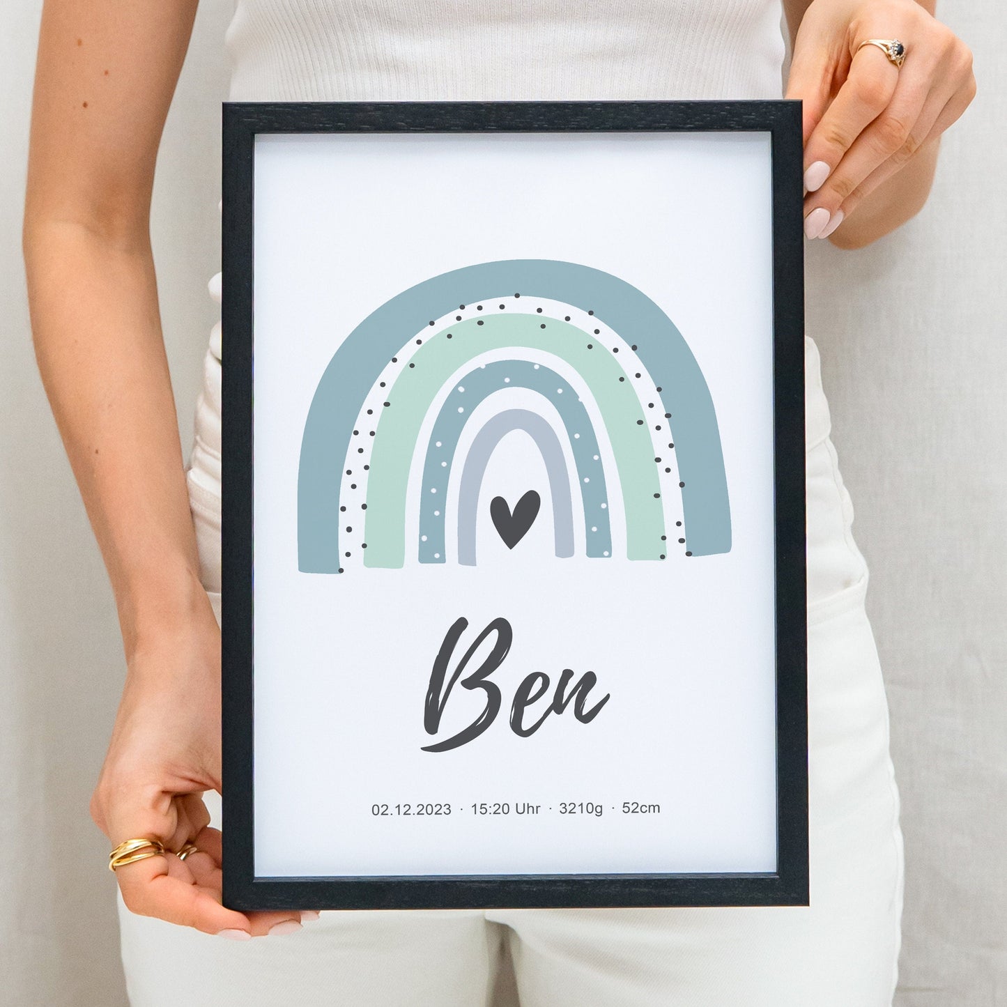 Geburtsposter Junge Babyposter Personalisiert Mit Regenbogen Poster Zur Geburt