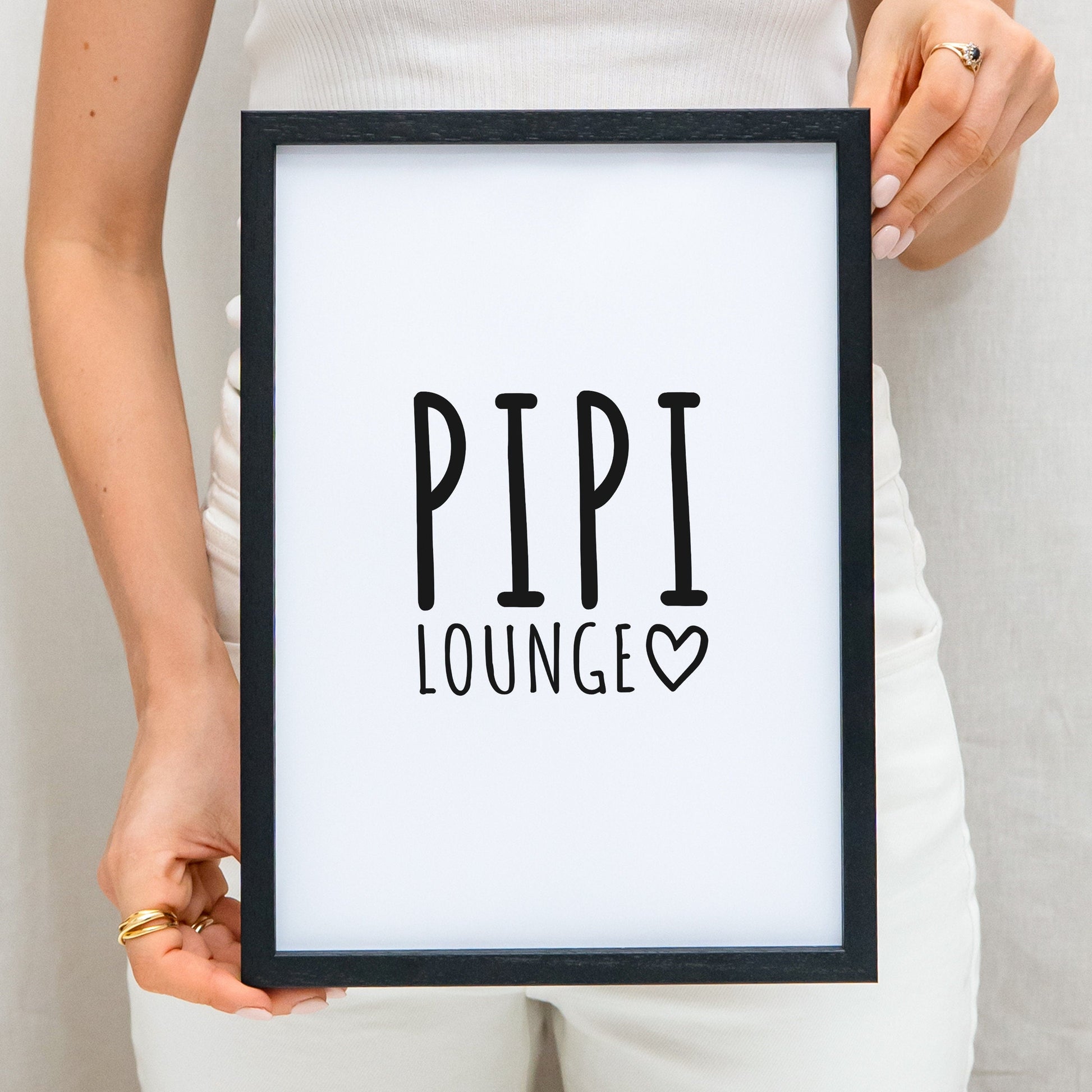 Badezimmer Deko Pipi Lounge Poster Schwarz Weiß Toilette Bild WC Schild