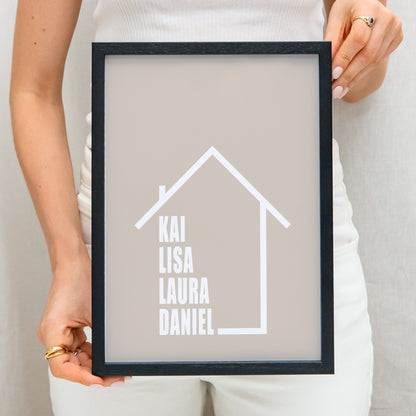Familienposter Einweihungsgeschenk Poster Haus Personalisiert Mit Namen