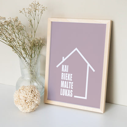 Familienposter Einweihungsgeschenk Poster Haus Personalisiert Mit Namen