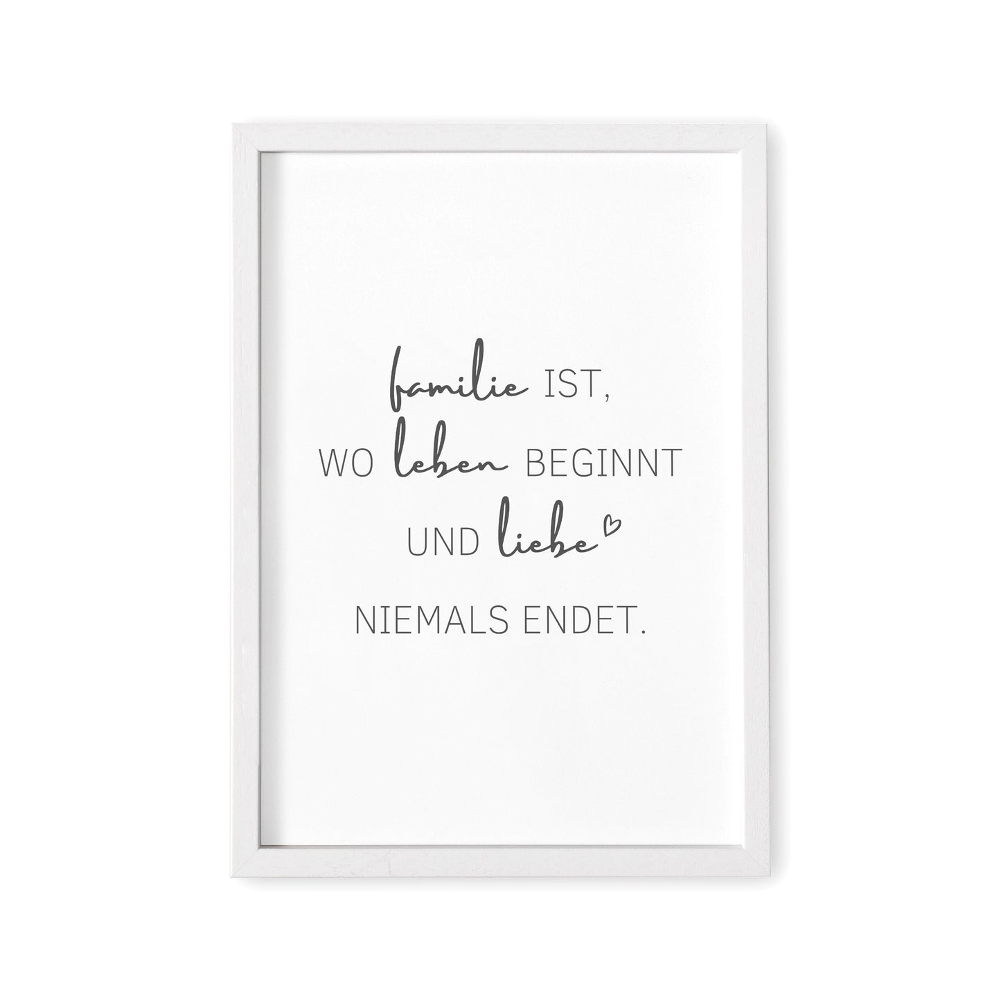 Familie Poster Familienposter Bild Spruch "Familie Ist Wo Leben Beginnt und Liebe Niemals Endet"