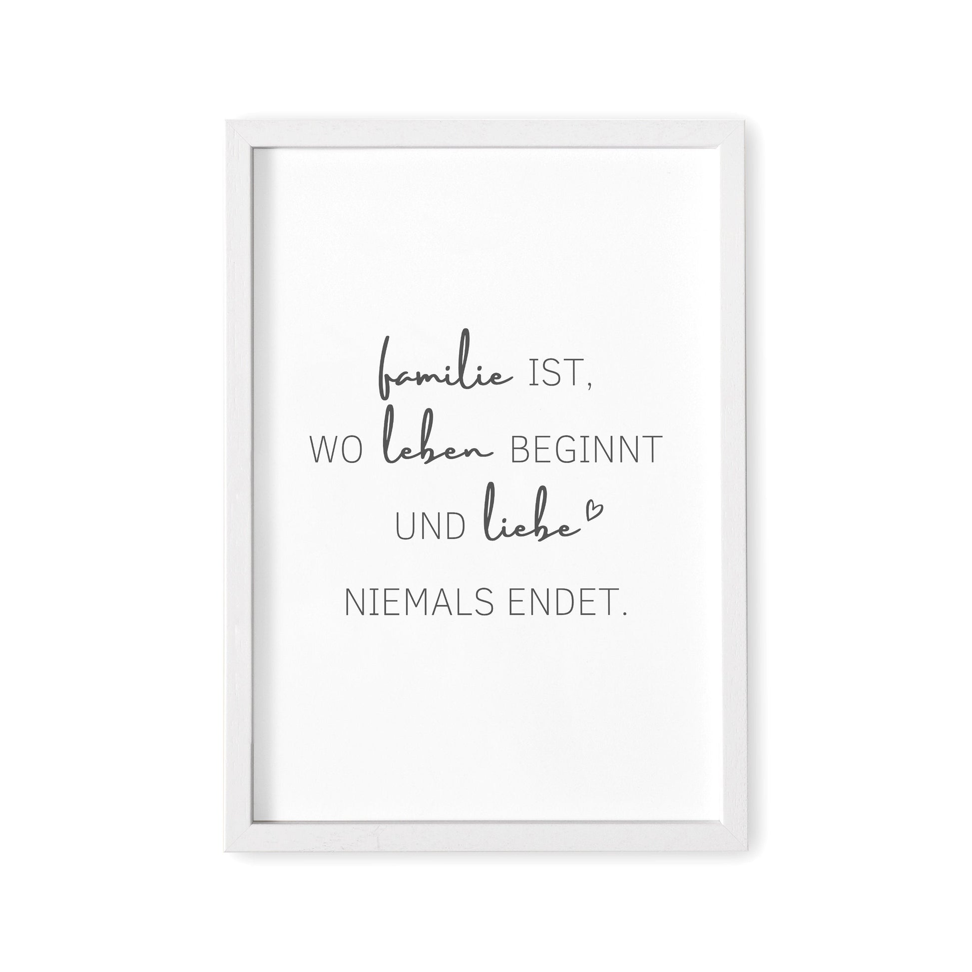 Familie Poster Familienposter Bild Spruch "Familie Ist Wo Leben Beginnt und Liebe Niemals Endet"