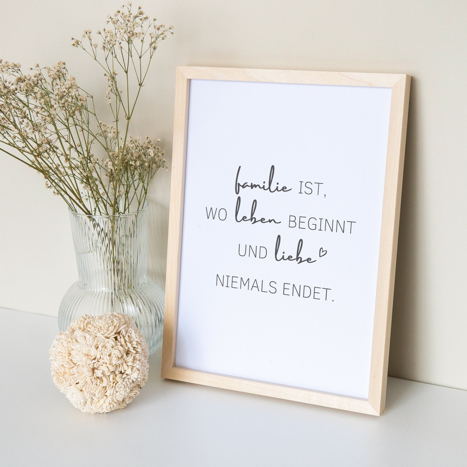 Familie Poster Familienposter Bild Spruch "Familie Ist Wo Leben Beginnt und Liebe Niemals Endet"