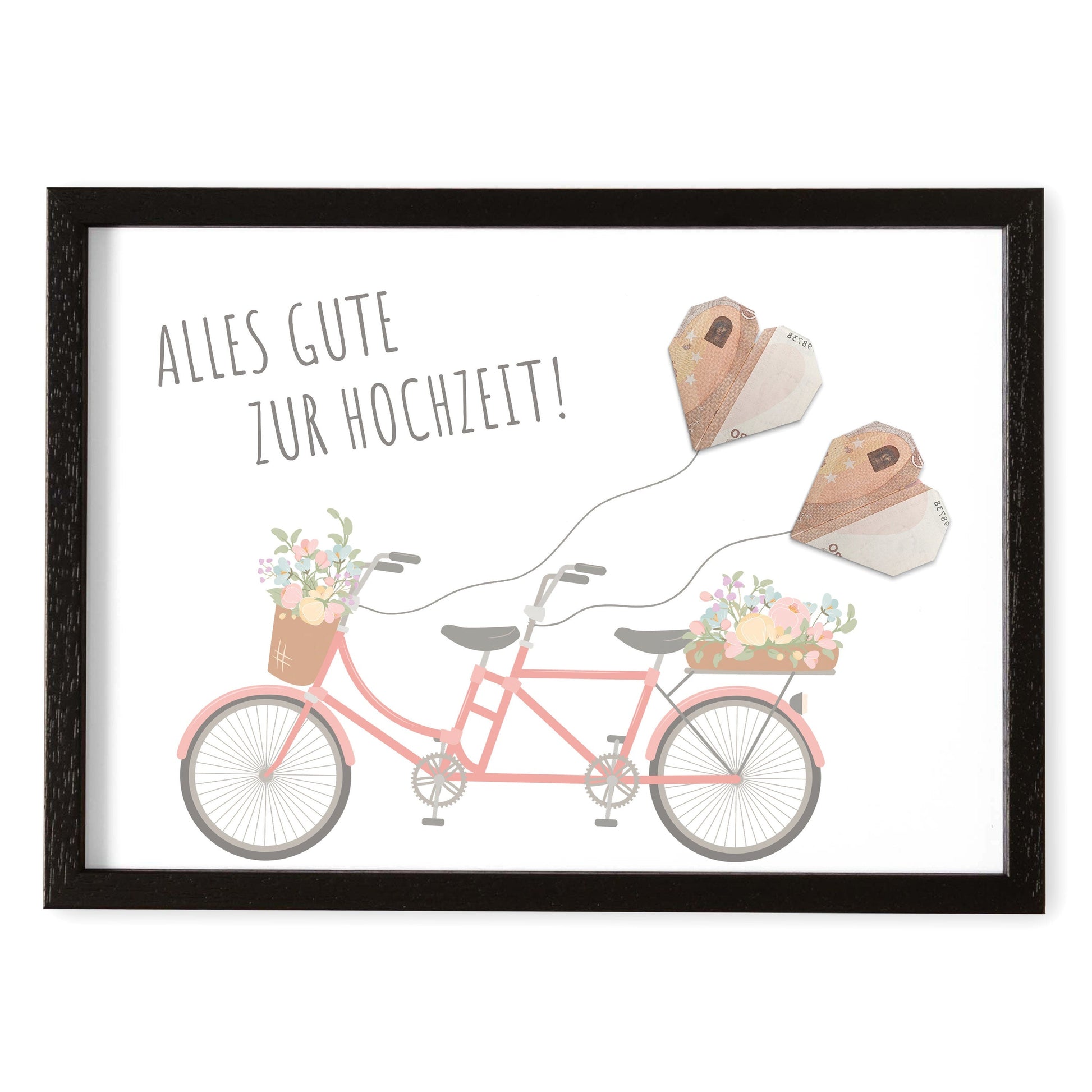 Hochzeitsgeschenk Geld Fahrrad Personalisiertes Geldgeschenk Zur Hochzeit Tandem Poster