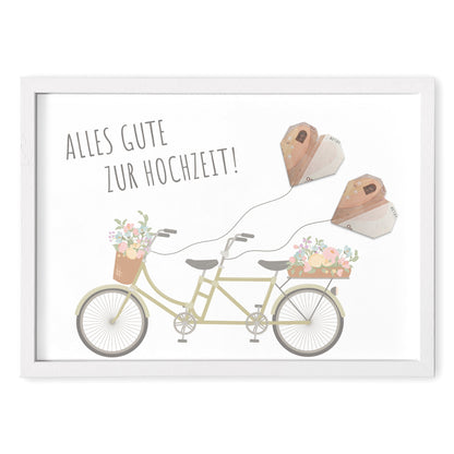 Hochzeitsgeschenk Geld Fahrrad Personalisiertes Geldgeschenk Zur Hochzeit Tandem Poster