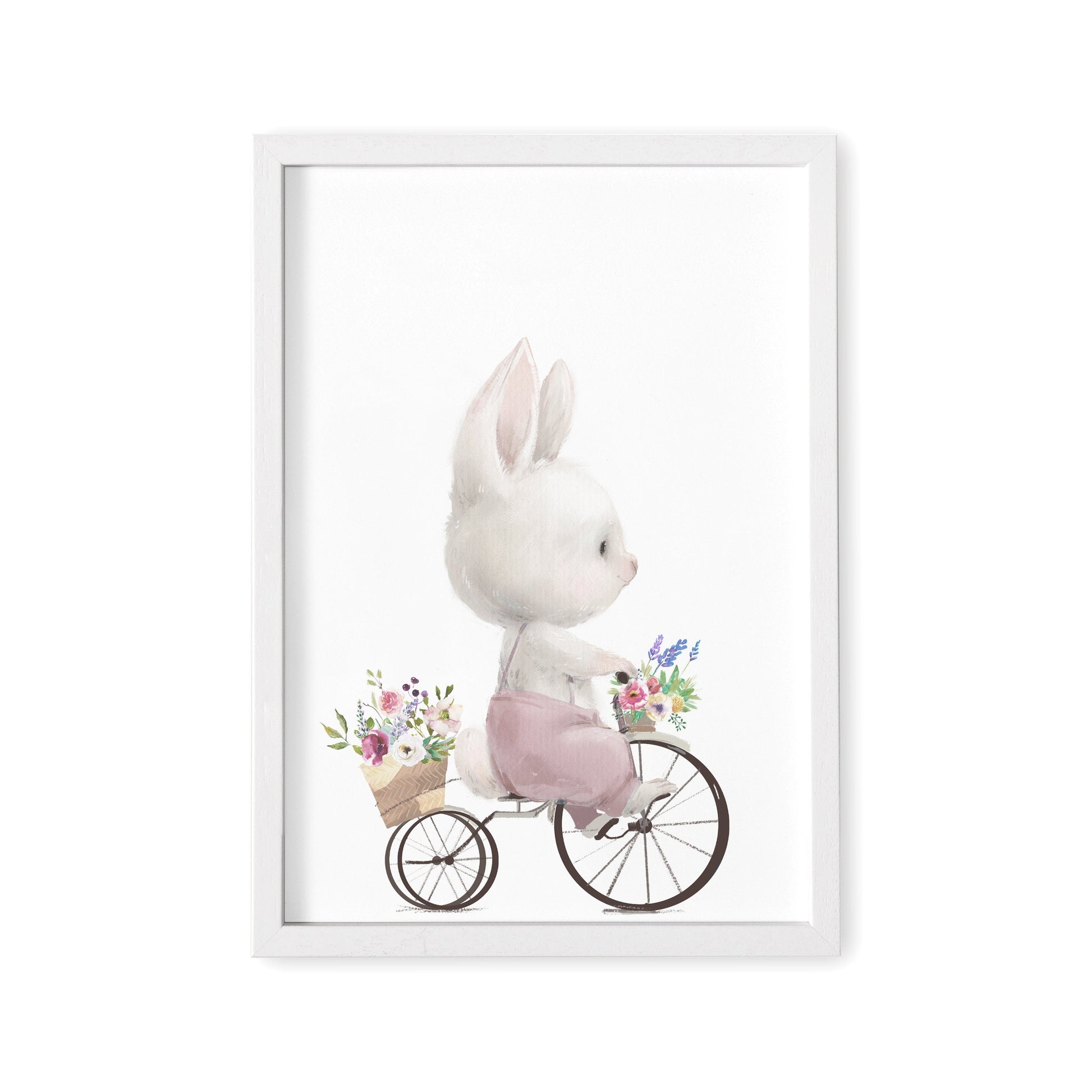 Poster Kinderzimmer Hase Auf Fahrrad Bild Babyzimmer Deko Mädchen