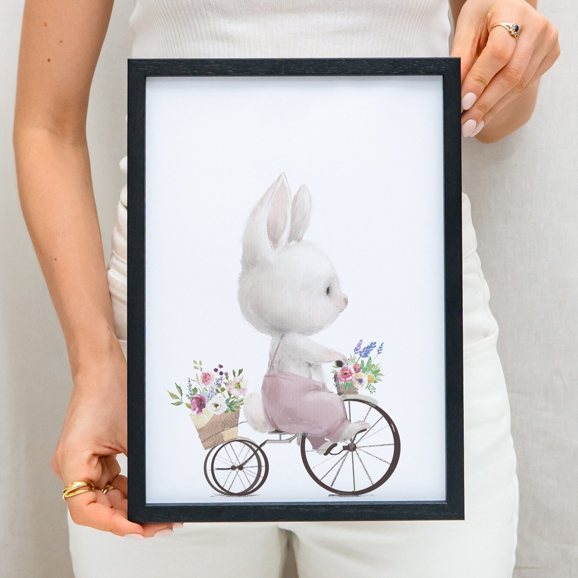 Poster Kinderzimmer Hase Auf Fahrrad Bild Babyzimmer Deko Mädchen