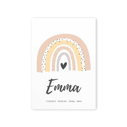 Geburtsposter Mädchen Mit Regenbogen Babyposter Personalisiertes Poster Zur Geburt