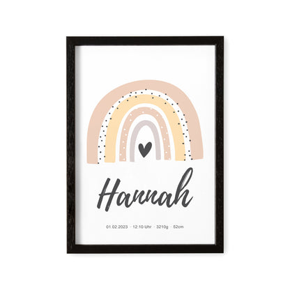 Geburtsposter Mädchen Mit Regenbogen Babyposter Personalisiertes Poster Zur Geburt