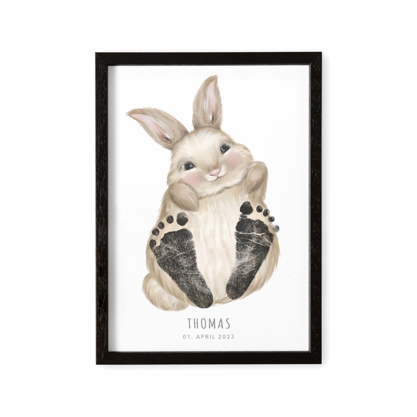 Fußabdrücke Baby Poster Hase Fußabdruck Babygeschenk Geschenk Zur Geburt Personalisiert