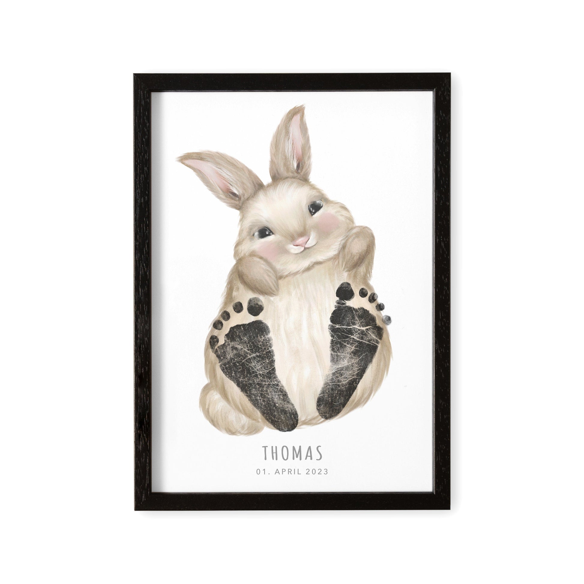 Fußabdrücke Baby Poster Hase Fußabdruck Babygeschenk Geschenk Zur Geburt Personalisiert