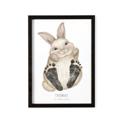 Fußabdrücke Baby Poster Hase Fußabdruck Babygeschenk Geschenk Zur Geburt Personalisiert