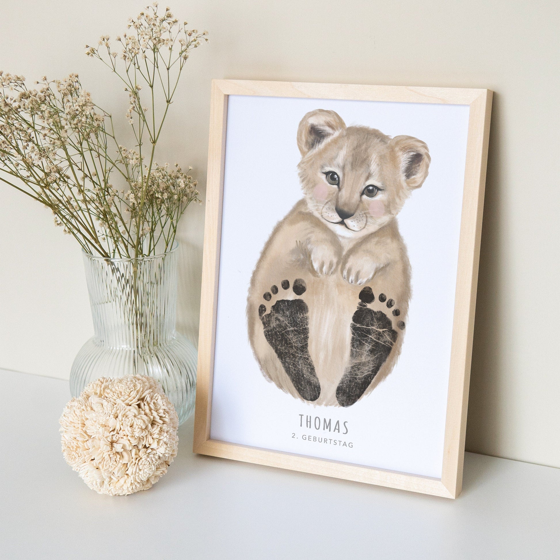 Fußabdrücke Baby Poster Löwe Fußabdruck Babygeschenk Geschenk Zur Geburt Personalisiert