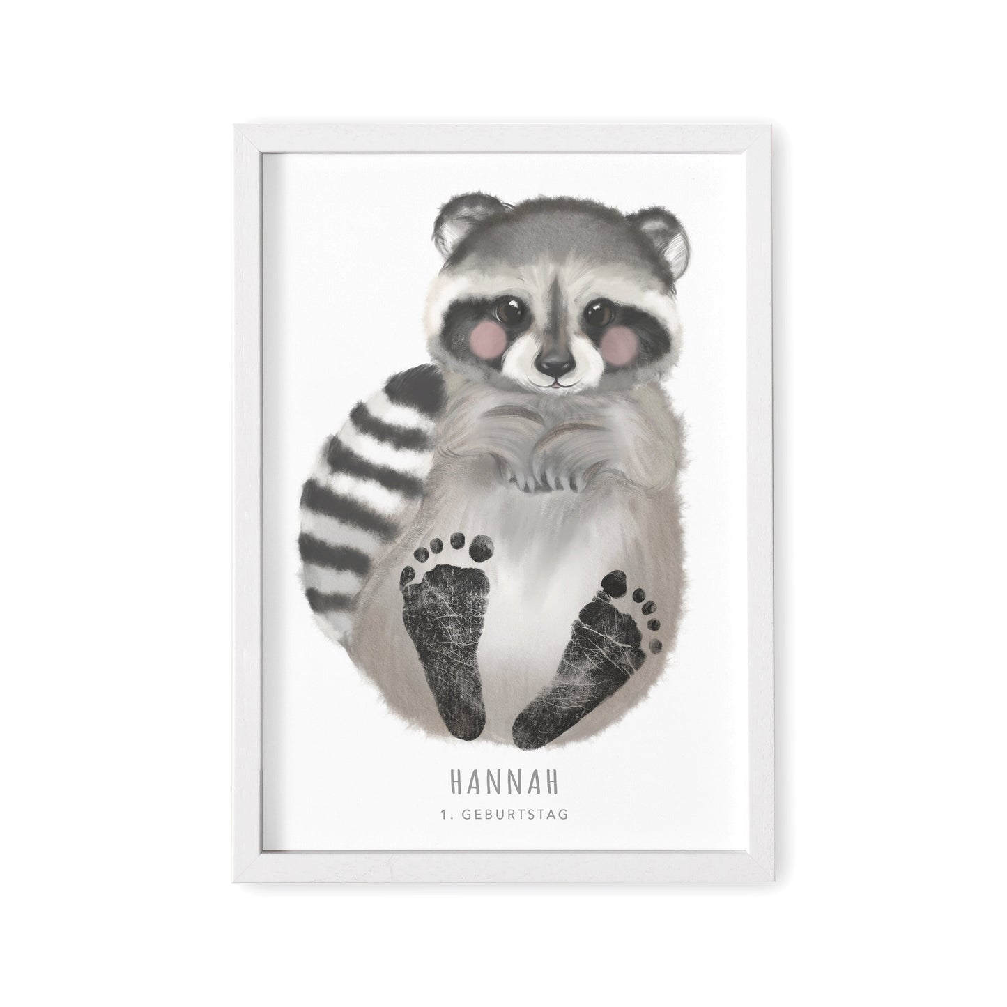 Fußabdrücke Baby Poster Waschbär Fußabdruck Babygeschenk Geschenk Zur Geburt Personalisiert