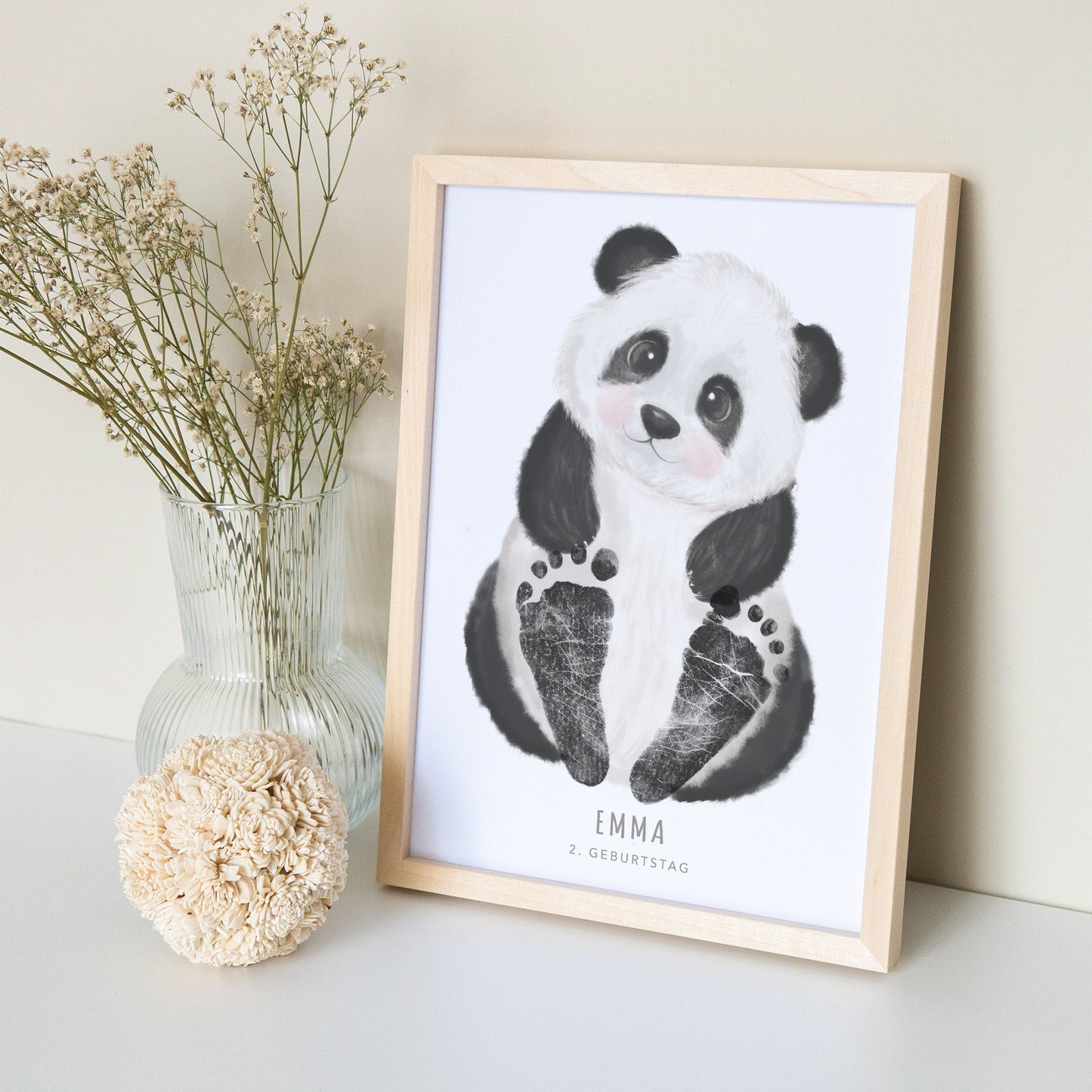 Fußabdrücke Baby Poster Panda Fußabdruck Babygeschenk Geschenk Zur Geburt Personalisiert