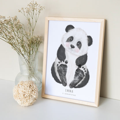 Fußabdrücke Baby Poster Panda Fußabdruck Babygeschenk Geschenk Zur Geburt Personalisiert