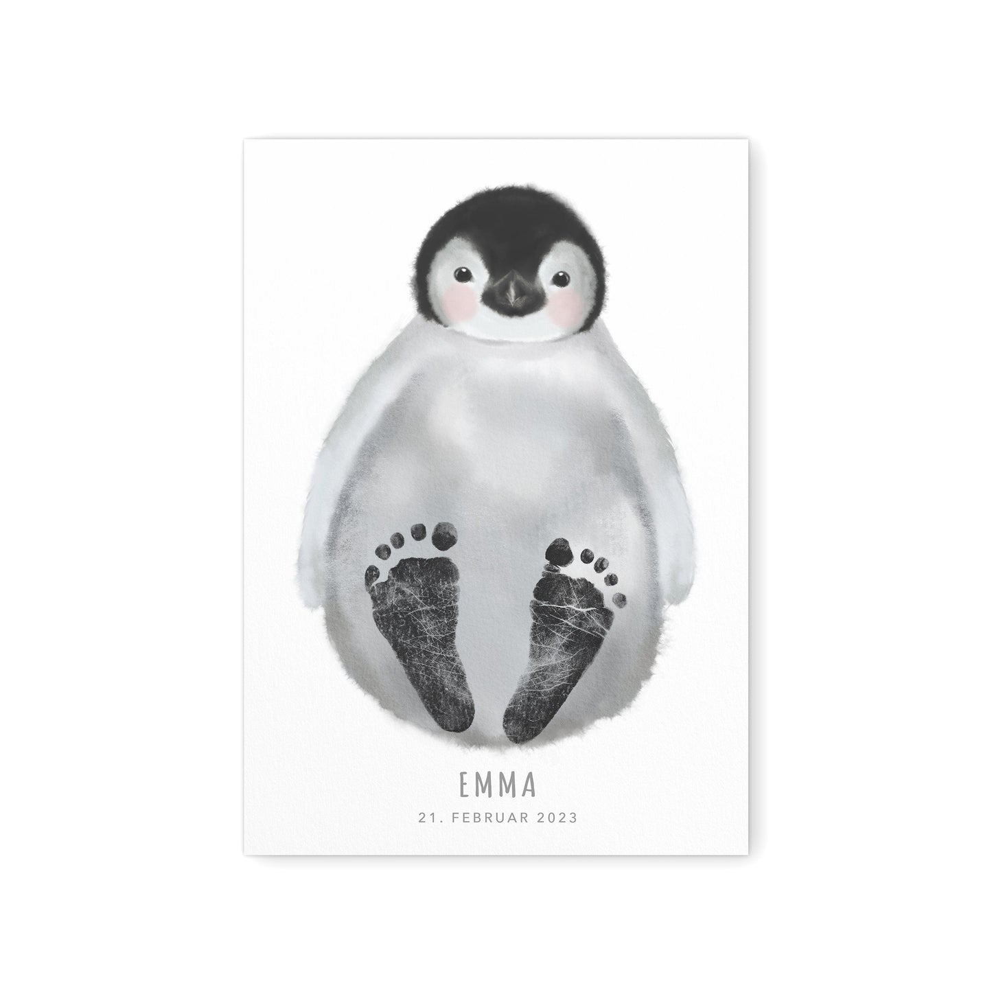 Fußabdrücke Baby Poster Pinguin Fußabdruck Babygeschenk Geschenk Zur Geburt Personalisiert