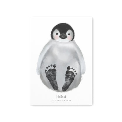 Fußabdrücke Baby Poster Pinguin Fußabdruck Babygeschenk Geschenk Zur Geburt Personalisiert