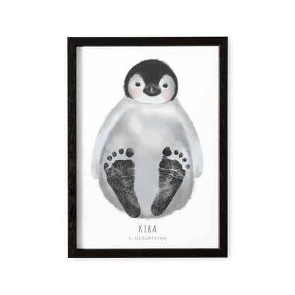 Fußabdrücke Baby Poster Pinguin Fußabdruck Babygeschenk Geschenk Zur Geburt Personalisiert