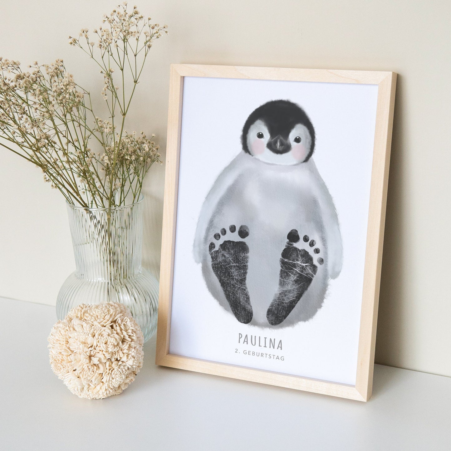 Fußabdrücke Baby Poster Pinguin Fußabdruck Babygeschenk Geschenk Zur Geburt Personalisiert
