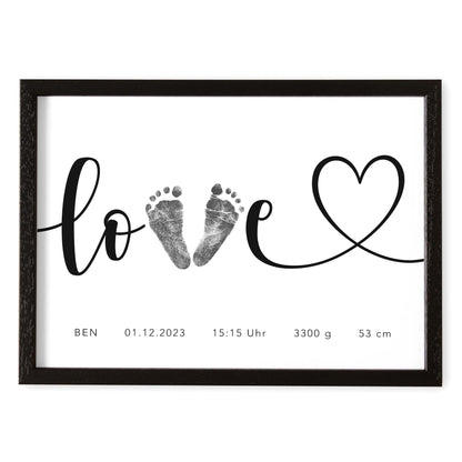 Fußabdrücke Baby Poster Personalisiertes Bild Fußabdruck 1. Geburtstag Geschenk Zur Geburt
