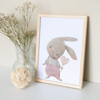 Poster Kinderzimmer Babyzimmer Bild Mit Hase Mit Herz Mädchen