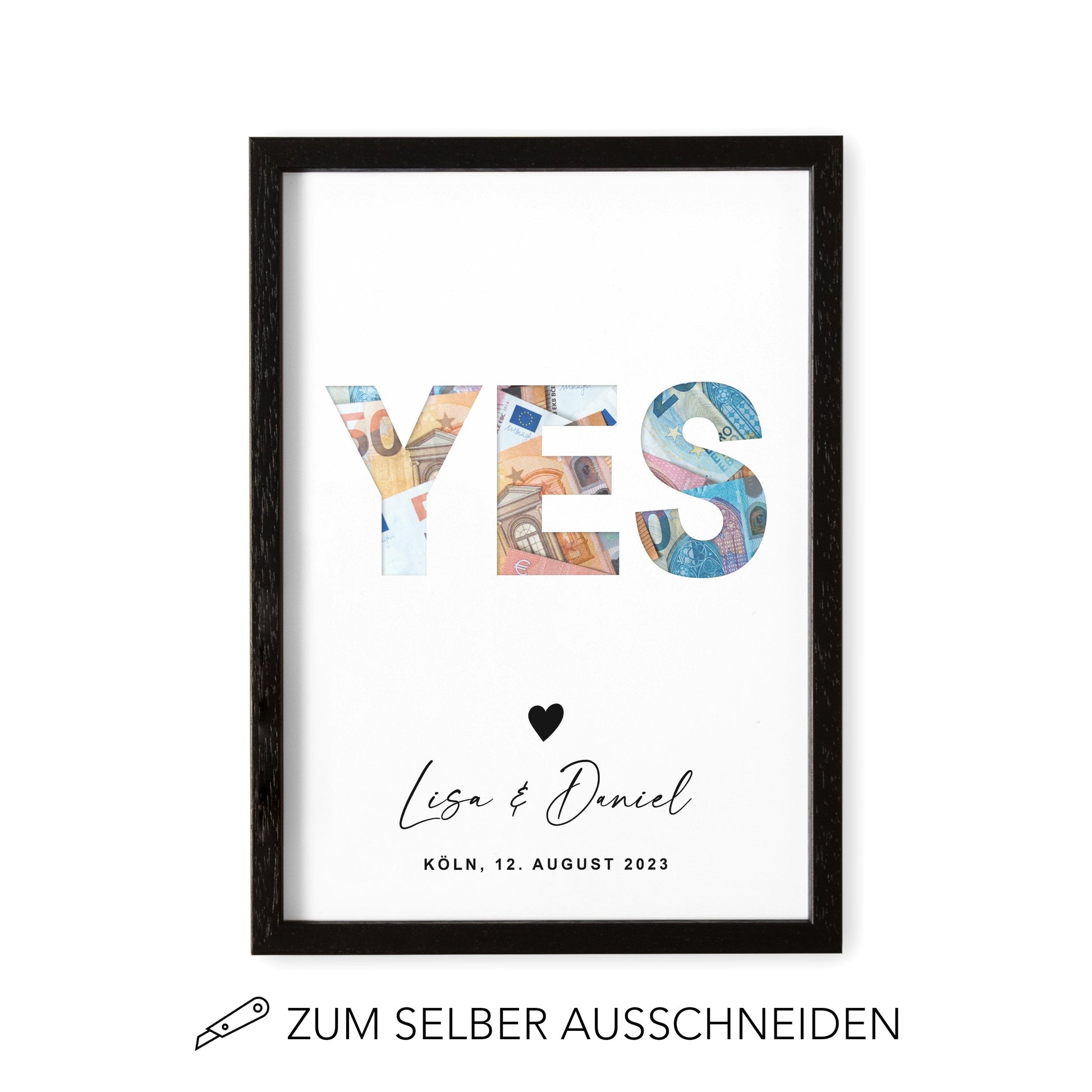 Geldgeschenk Hochzeit Hochzeitsgeschenk Geld Personalisiertes Poster YES Geld Geschenk Zur Hochzeit