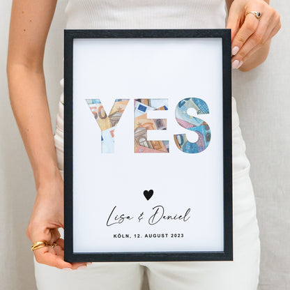 Geldgeschenk Hochzeit Hochzeitsgeschenk Geld Personalisiertes Poster YES Geld Geschenk Zur Hochzeit