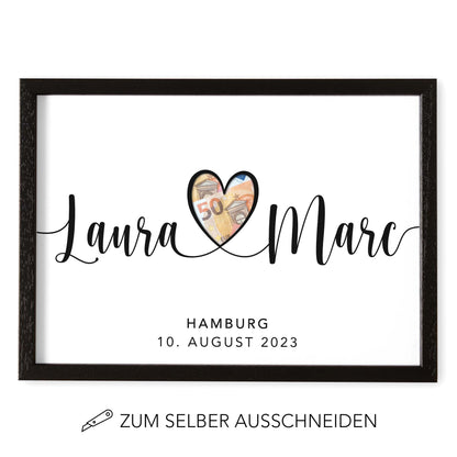 Geldgeschenk Hochzeit Hochzeitsgeschenk Geld Personalisiertes Poster Geschenk