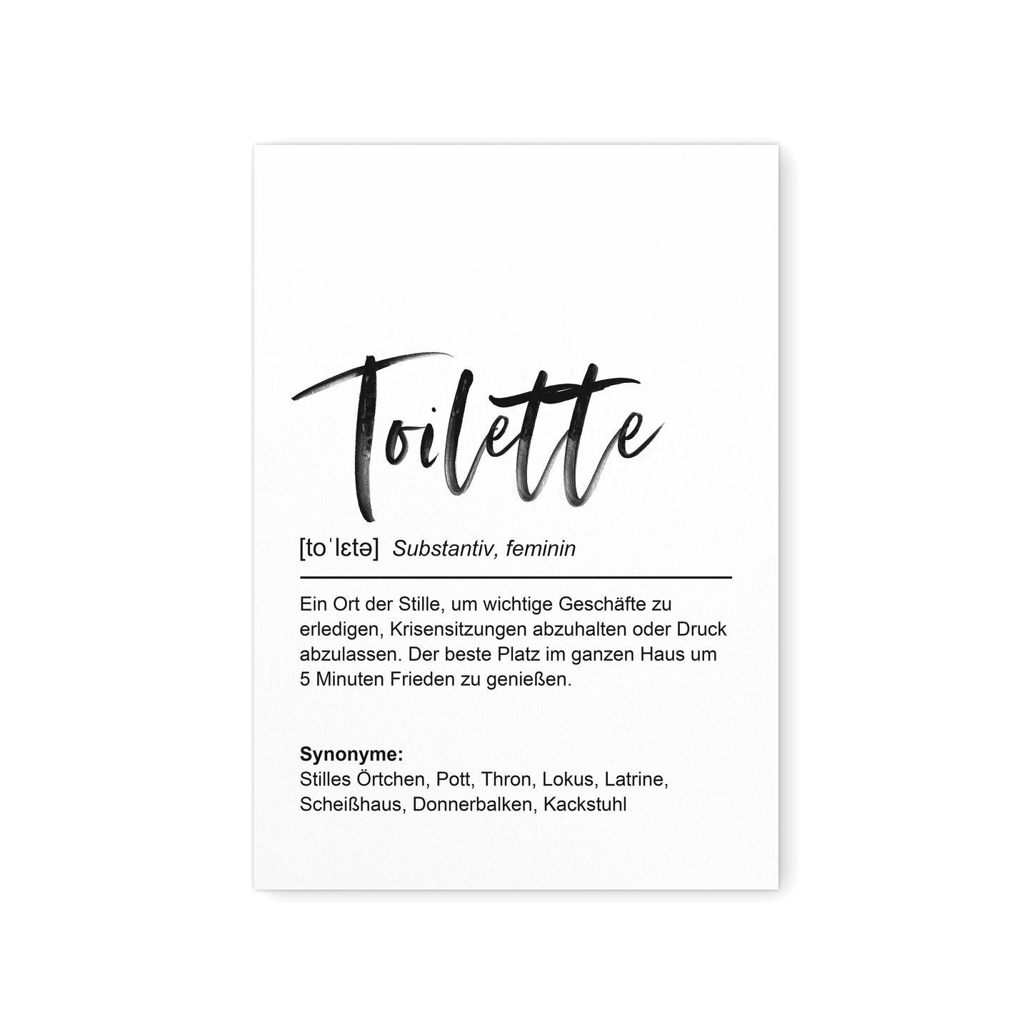 Badezimmer Deko Bild Poster Toilette Definition WC Schild Bad