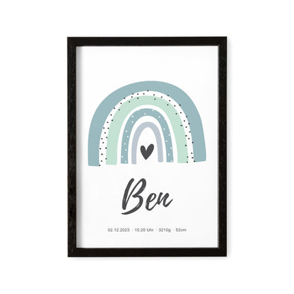Geburtsposter Junge Babyposter Personalisiert Mit Regenbogen Poster Zur Geburt