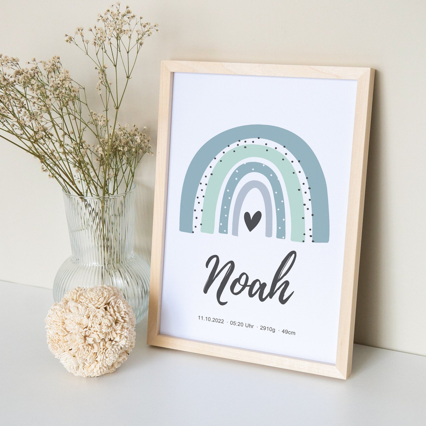 Geburtsposter Junge Babyposter Personalisiert Mit Regenbogen Poster Zur Geburt