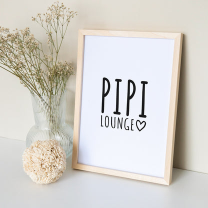 Badezimmer Deko Pipi Lounge Poster Schwarz Weiß Toilette Bild WC Schild