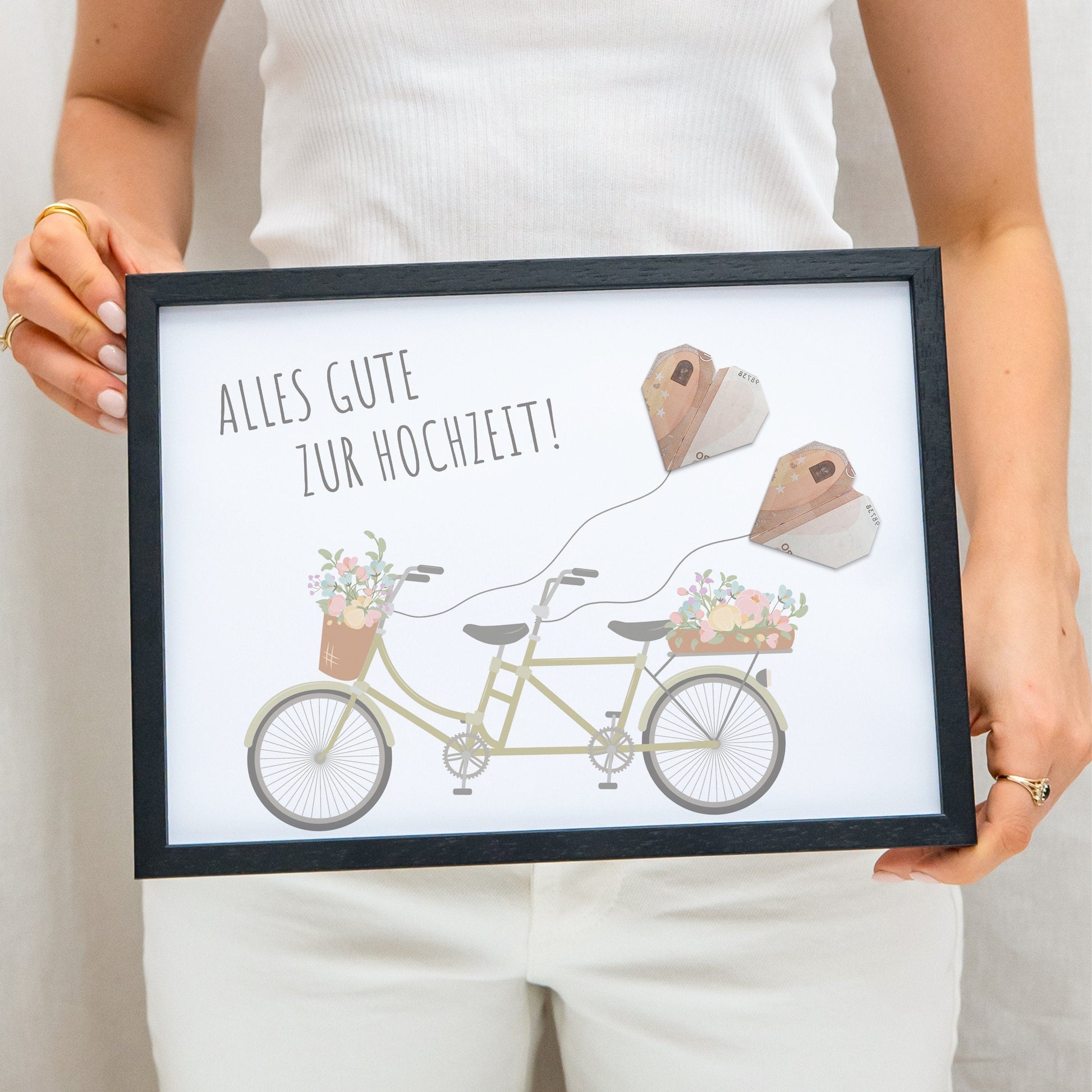 Hochzeitsgeschenk Geld Fahrrad Personalisiertes Geldgeschenk Zur Hochzeit Tandem Poster