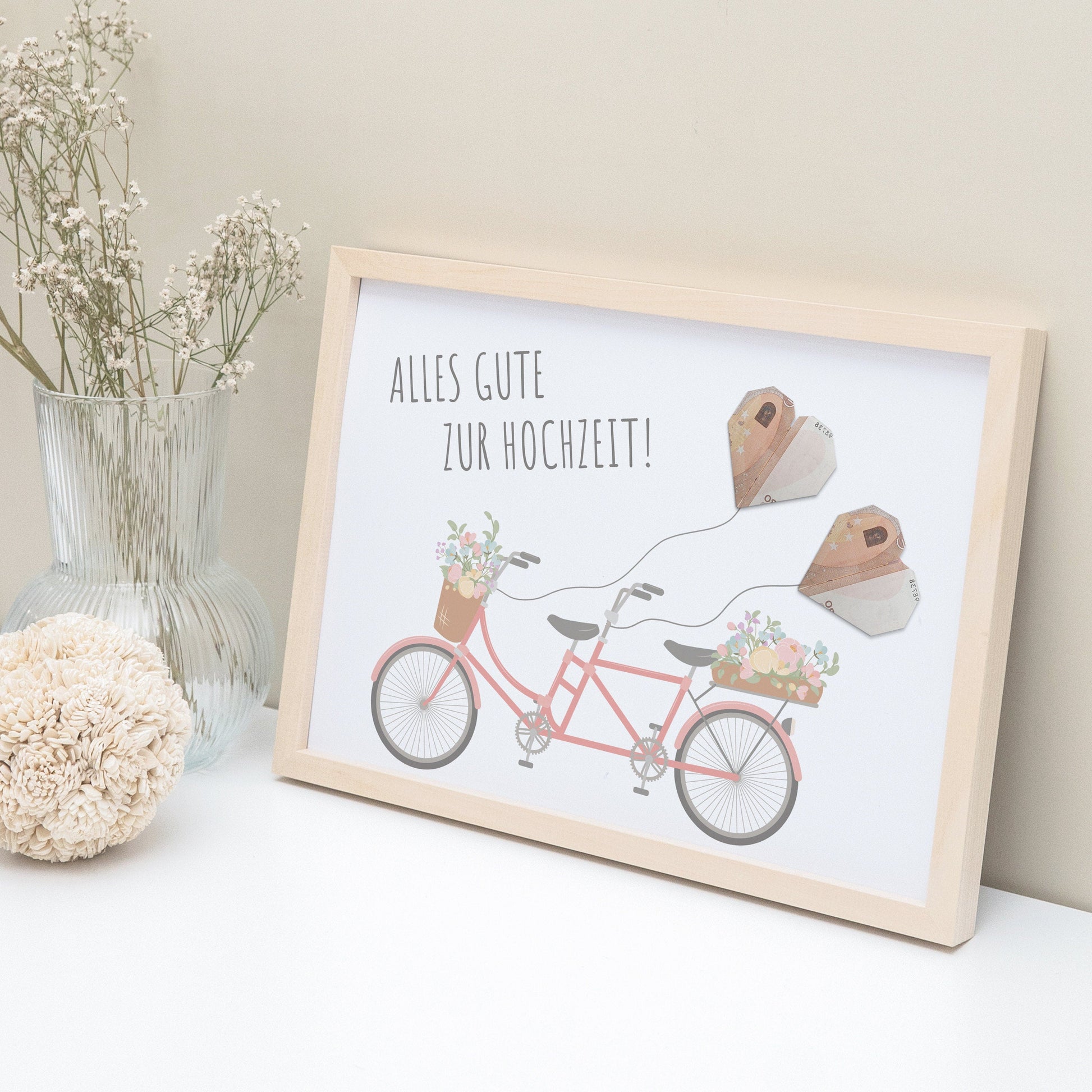 Hochzeitsgeschenk Geld Fahrrad Personalisiertes Geldgeschenk Zur Hochzeit Tandem Poster