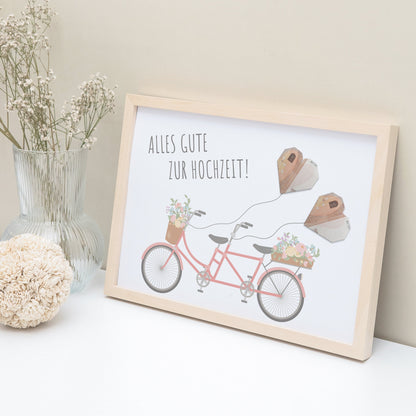 Hochzeitsgeschenk Geld Fahrrad Personalisiertes Geldgeschenk Zur Hochzeit Tandem Poster
