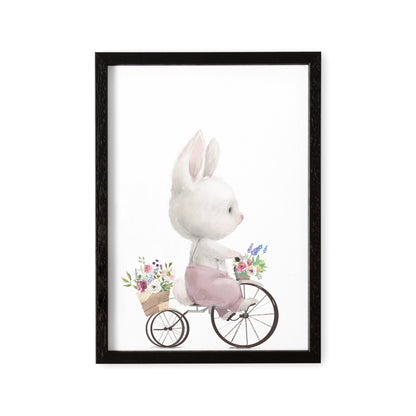 Poster Kinderzimmer Hase Auf Fahrrad Bild Babyzimmer Deko Mädchen