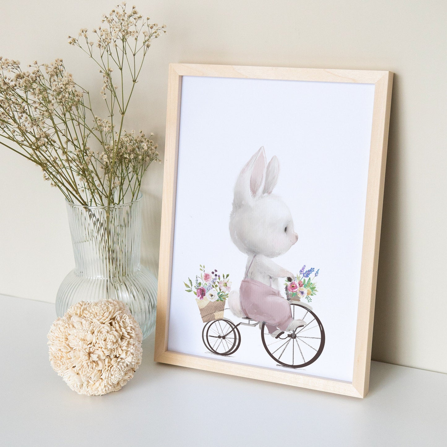 Poster Kinderzimmer Hase Auf Fahrrad Bild Babyzimmer Deko Mädchen