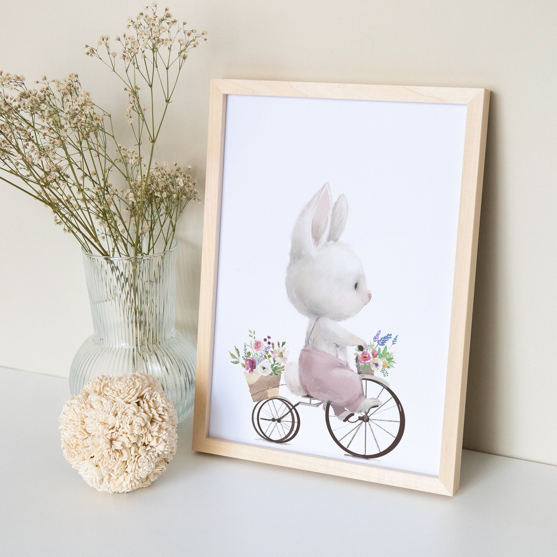 Poster Kinderzimmer Hase Auf Fahrrad Bild Babyzimmer Deko Mädchen