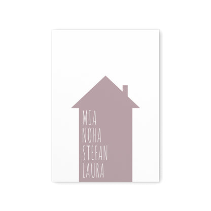 Familienposter Haus Mit Namen Personalisiertes Einweihungsgeschenk Hausbau