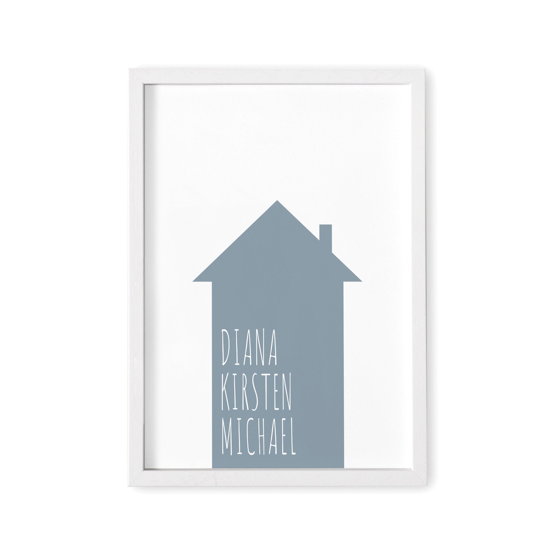 Familienposter Haus Mit Namen Personalisiertes Einweihungsgeschenk Hausbau